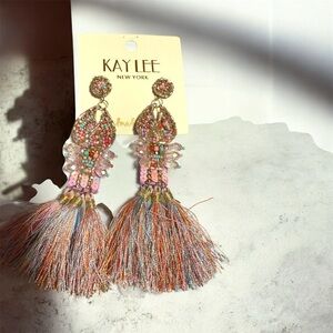 Kay Lee lobster Beaded Tassel Earrings
